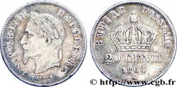 20 centimes Napoléon III, tête laurée, petit module 1864 Bordeaux F.149/3