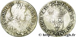 LOUIS XIV LE GRAND OU LE ROI SOLEIL Demi-écu à la mèche longue 1649 Rennes TB