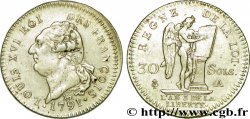 LOUIS XVI 30 sols dit  au génie , type FRANÇOIS 1791 Paris q.SPL