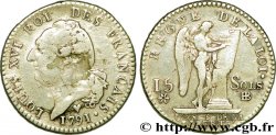 LOUIS XVI 15 sols dit  au génie , type FRANÇAIS 1791 Strasbourg fSS/SS