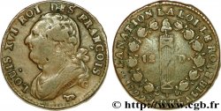 LOUIS XVI (MONARQUE CONSTITUTIONNEL)  12 deniers dit &nbsp;au faisceau&nbsp;, type FRANÇOIS 1792 Pau TB
