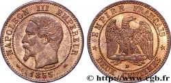 Deux centimes Napoléon III, tête nue, différent levrette, petit D et petit lion 1855 Lyon F.107/30