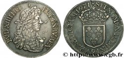 LOUIS XIV  THE SUN KING  Écu au buste juvénile, 2e type 1671 Rennes XF/AU