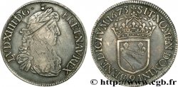 LOUIS XIV LE GRAND OU LE ROI SOLEIL Écu au buste juvénile, 2e type 1673 Rennes TB+/TTB
