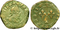 THE LEAGUE. COINAGE IN THE NAME OF HENRY III Denier tournois, 3e type de Paris, frappé au marteau n.d. Paris