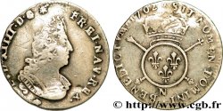 LOUIS XIV &nbsp;THE SUN KING&nbsp; Douzième d&nbsp;écu aux insignes 1702 Montpellier q.MB/MB