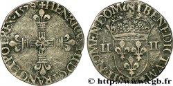 HENRI III Quart d&nbsp;écu, croix de face 1579 La Rochelle TB+