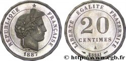 Essai de 20 centimes Merley, tranche à 20 pans 1887 Paris VG.4052 