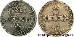 LOUIS XIII  Quart d écu, à la croix fleurdelisée, titulature côté écu 1643 Arras S/fSS