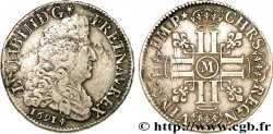 LOUIS XIV LE GRAND OU LE ROI SOLEIL Demi-écu aux huit L, 1er type 1691 Toulouse TB+/TTB