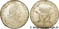 LOUIS XIV LE GRAND OU LE ROI SOLEIL Demi-écu aux insignes 1702 Tours TTB+/TTB