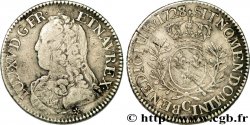 LOUIS XV  THE WELL-BELOVED  Cinquième d écu aux branches d olivier, buste habillé 1728 Caen VF