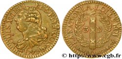 LOUIS XVI 3 deniers dit  au faisceau , type FRANCOIS 1792 Lyon AU