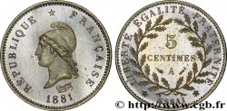 Essai de 5 centimes d’après Dupré, sur flan rond 1881 Paris VG.3972 