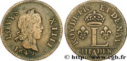 LOUIS XIV LE GRAND OU LE ROI SOLEIL Liard à l’L couronnée 1649 Paris