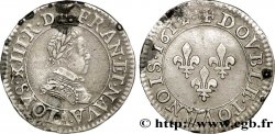 LOUIS XIII LE JUSTE Double tournois, type 1, en argent 1612 Paris, Moulin du Louvre TTB
