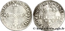 HENRY IV Quart d&nbsp;écu, croix batonnée et fleurdelisée de face 1590 Châlons-en-Champagne XF