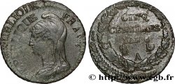 Cinq centimes Dupré, grand module, double frappe 1800 Paris F.115/88 var. TB 