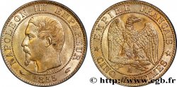 Cinq centimes Napoléon III, tête nue, différent levrette 1855 Paris F.116/16
