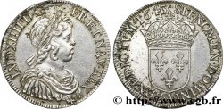 LOUIS XIV LE GRAND OU LE ROI SOLEIL Demi-écu à la mèche courte 1643 Paris, Monnaie du Louvre TTB+