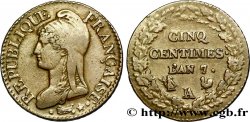 Cinq centimes Dupré, grand module 1799 Paris/Orléans F.115/57 TTB 