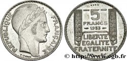 Concours de 5 francs, essai de Turin en cupro-nickel 1933  VG.5346  SUP 