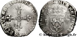 HENRI IV LE GRAND Quart d écu, croix bâtonnée et fleurdelisée de face 1607 La Rochelle
