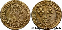 LOUIS XIII LE JUSTE Double tournois, 9e type 1637 Tours TTB+