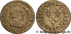LOUIS XIII LE JUSTE Double tournois, type 15 1640 La Rochelle TTB+