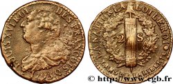 LOUIS XVI (MONARQUE CONSTITUTIONNEL)  2 sols dit  au faisceau , type FRANÇOIS 1793 Perpignan TTB