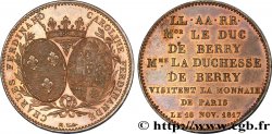 Monnaie de visite, module de 5 francs, pour le duc et la duchesse de Berry à la Monnaie de Paris 1817  VG.2500  var. SUP 
