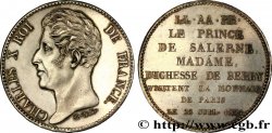 Monnaie de visite, module de 5 francs, pour le prince de Salerne et la duchesse de Berry à la Monnaie de Paris 1825  VG.2629  