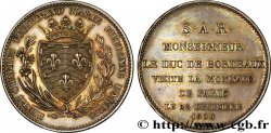 Monnaie de visite, module de 5 francs, pour le duc de Bordeaux à la Monnaie de Paris 1828  VG.2658  SUP 