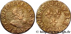 LOUIS XIII LE JUSTE Double tournois, type 1, surfrappé sur un double tournois de Sedan 1615 Paris, Moulin du Louvre TB