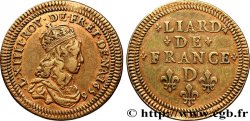 LOUIS XIV  THE SUN KING  Liard de cuivre avec double grènetis, 2e type 1656 Vimy-en-Lyonnais (actuellement Neuville-sur-Saône)