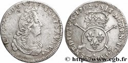 LOUIS XIV LE GRAND OU LE ROI SOLEIL Douzième d écu aux insignes 1702 Paris TB+/TTB