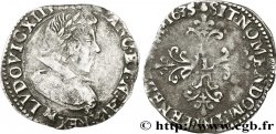 LOUIS XIII LE JUSTE Quart de franc, buste lauré avec petit col plat (buste de Pierre Régnier) 1635 Toulouse SUP