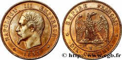 Dix centimes Napoléon III, tête nue, différent ancre 1855 Lille F.133/33