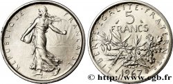 Pré-série de 5 francs Semeuse, nickel (magnétique) brillant, large 1967 Paris G.771