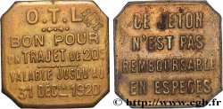 TRANSPORTS (TRAINS, BUS, TRAMWAYS, BATEAUX...) 20 Centimes - Trajet O.T.L (Omnibus Tramways de Lyon) Lyon