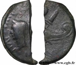 LUGDUNUM - LYON - JULES CÉSAR ET OCTAVE Dupondius coupé en deux