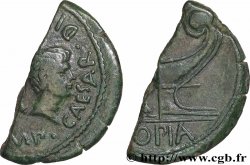 LUGDUNUM - LYON - JULES CÉSAR ET OCTAVE Dupondius coupé en deux