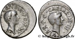 LEPIDUS AND OCTAVIAN Denier XF