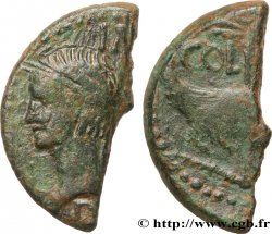 NEMAUSUS - NIMES - AUGUSTUS and AGRIPPA Dupondius NEM COL - coupé en deux