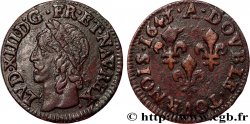 LOUIS XIII Double tournois, type de Warin 1643 Corbeil