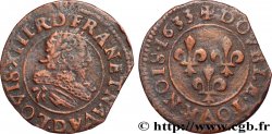 LOUIS XIII LE JUSTE Double tournois, type 9 1633 Lyon