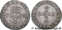 HENRY III Huitième d écu, écu de face 1588 Poitiers MBC+/EBC