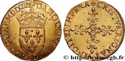 CHARLES IX Écu d or au soleil, 1er type 1563 La Rochelle EBC