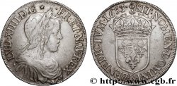 LOUIS XIV LE GRAND OU LE ROI SOLEIL Demi-écu, portrait à la mèche longue 1653 Rouen TTB