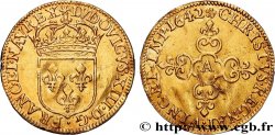 LOUIS XIII  Écu d or au soleil, à la croix anillée fleurdelisée 1642 Paris, Monnaie du Louvre MBC